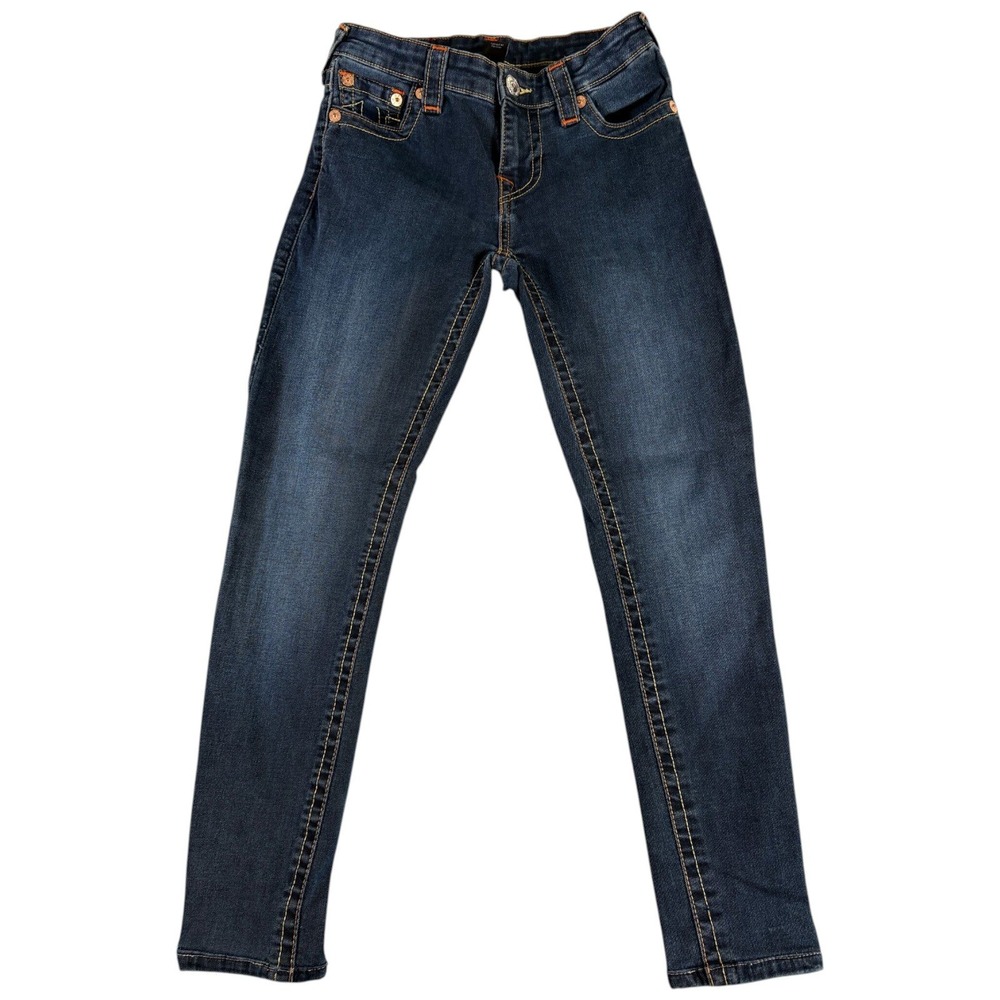 True Religion Halle Super Skinny Jeans Womens 26 Dark Blue Midrise Premium Denim